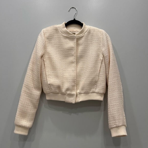 Jason Wu cropped tweed bomber jacket in cream size extra small - Picture 6 of 6